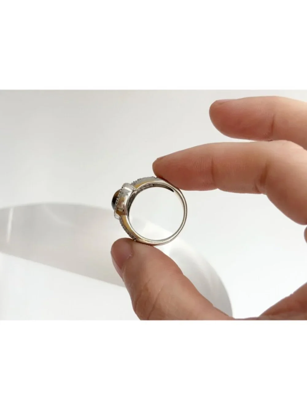 Genuine Tiger's Eye Gemstone Open Shank Sterling Silver 925 Vintage Ring - sz 8